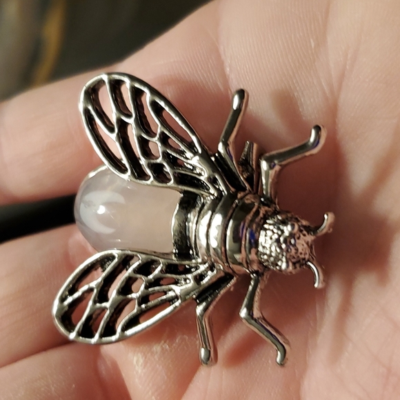 New Rose Quartz Lucky Cicada Pin Brooch Pendant. - Picture 4 of 7